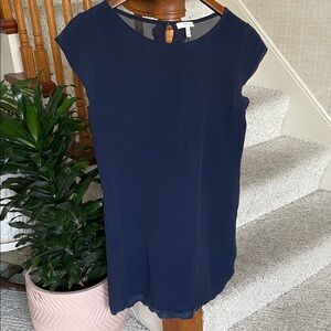 Joie 100% Silk Navy Cap-Sleeve Mini Dress